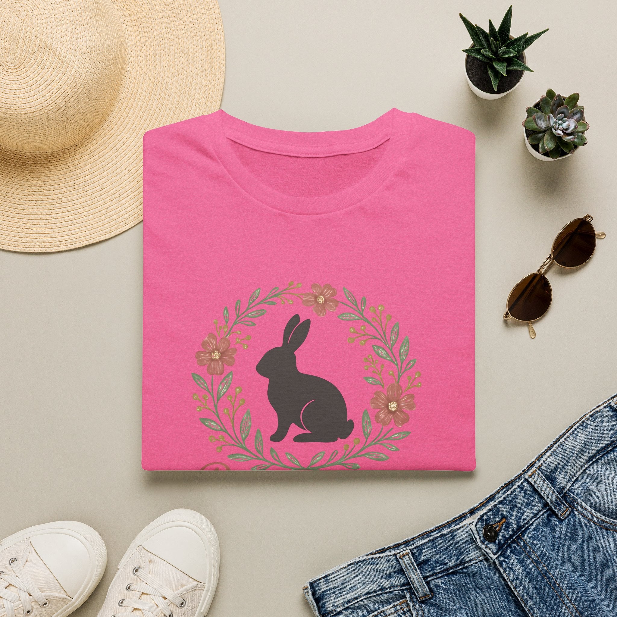 Bunny Mom Floral Wreath T-Shirt