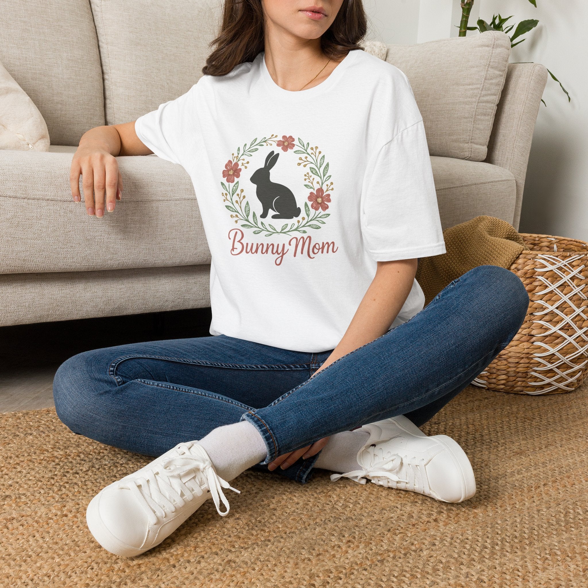 Bunny Mom Floral Wreath T-Shirt