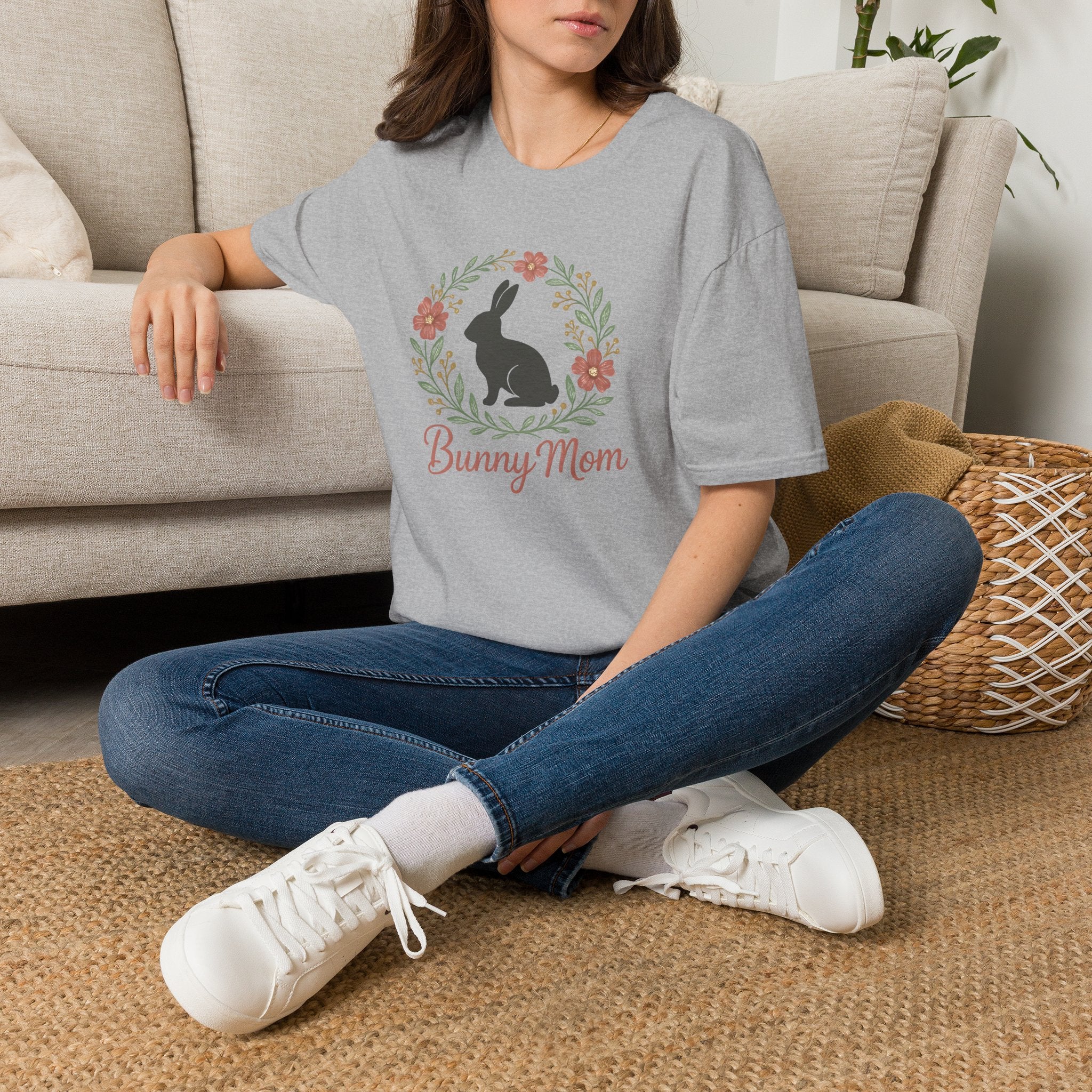 Bunny Mom Floral Wreath T-Shirt
