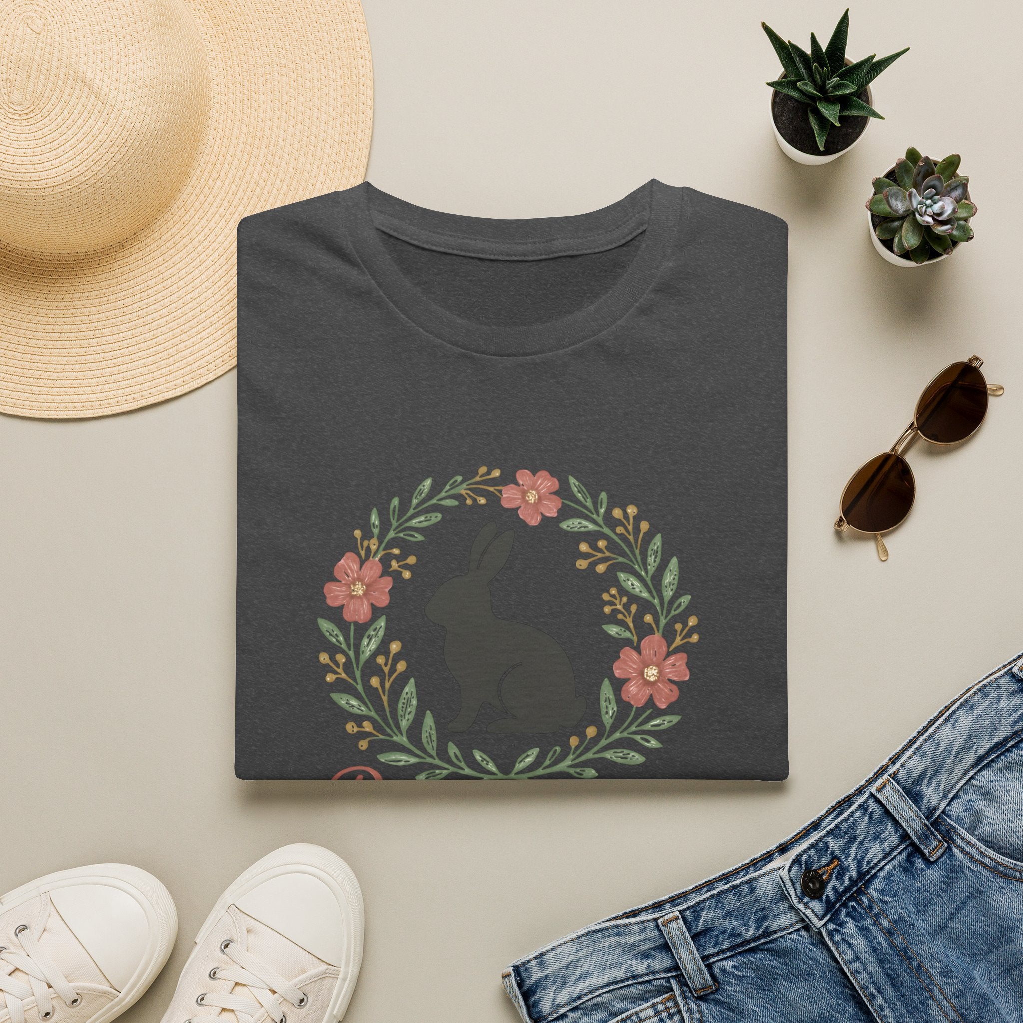 Bunny Mom Floral Wreath T-Shirt