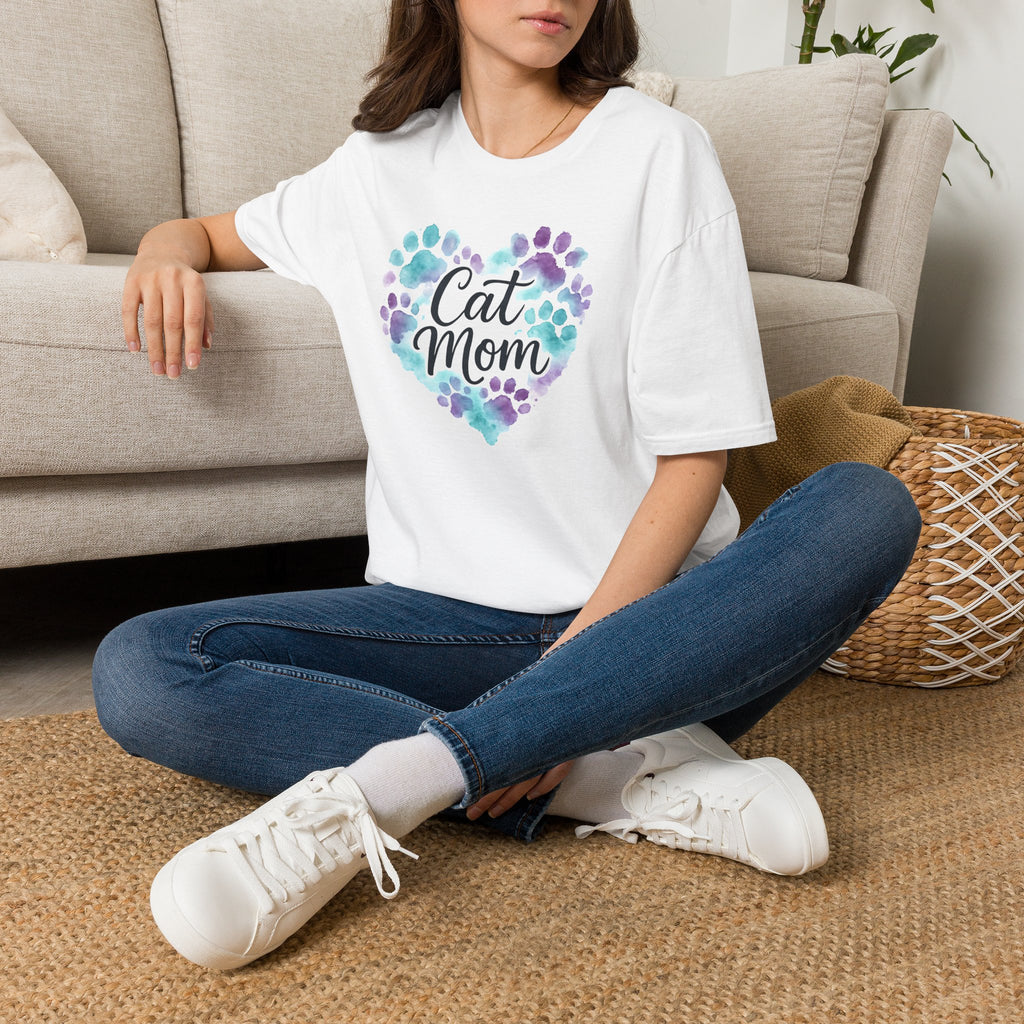 Watercolor Cat Mom Heart T-Shirt